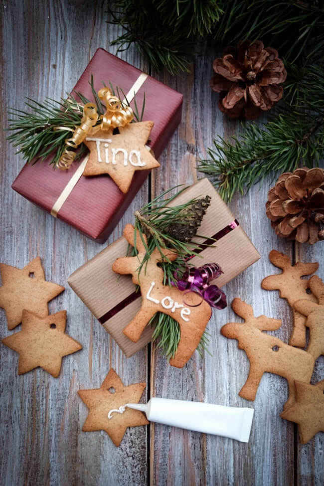 weihnachtsgeschenke aus der küche christbaumschmuck lebkuchen weihnachtsschmuck selbst machen baumschmuck anhänger geschenkeanhänger
