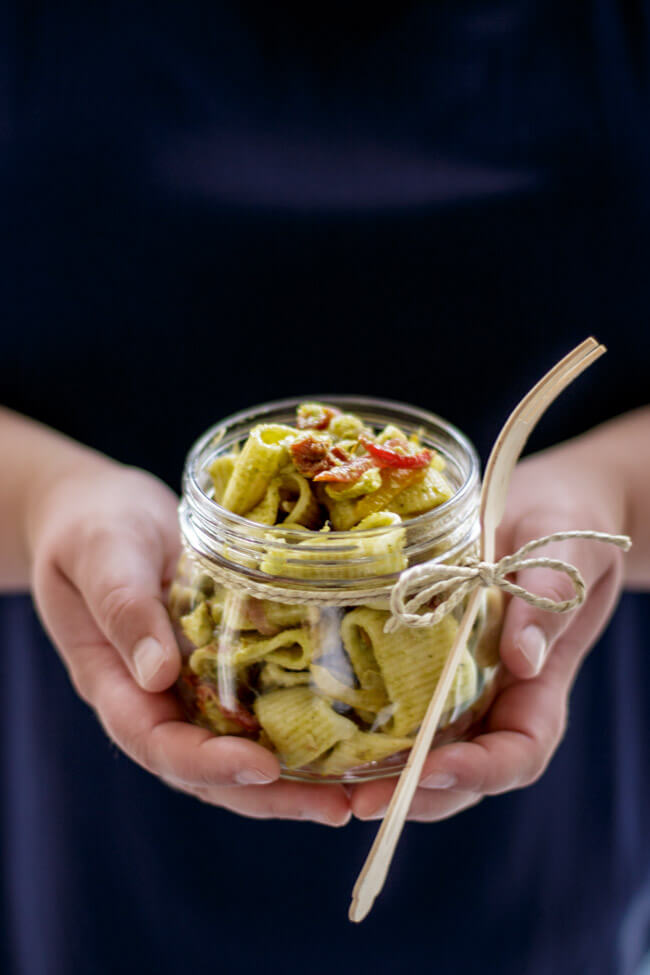 nudelsalat mit zucchini dressing vegan pasta mealprep