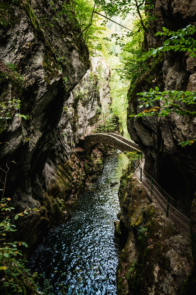 Areuse Schlucht Gorges de l´Areuse Natur Wandern Fluss Steinbrücke