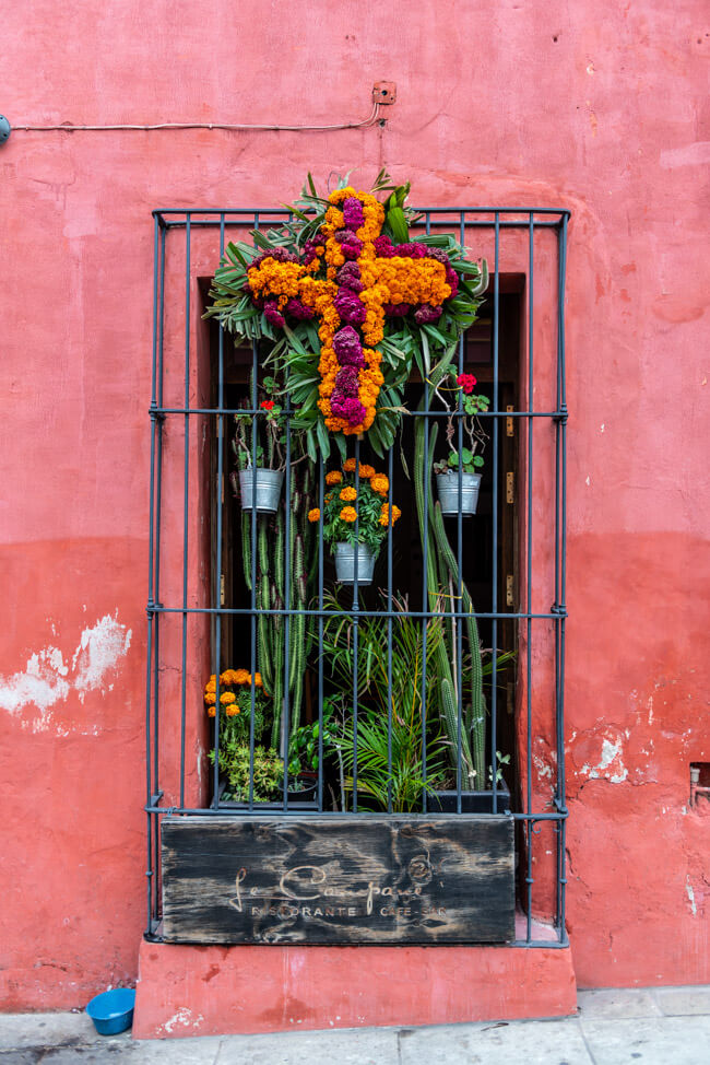 Oaxaca de Juaréz Mexiko Blumenschmuck zum Dia de los Muertos