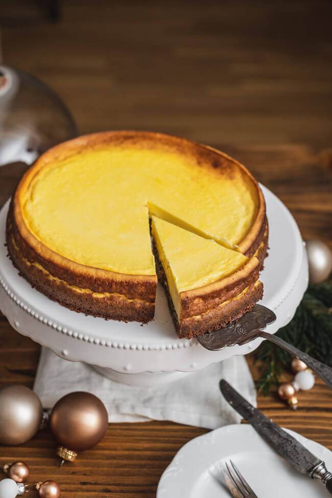 Eierlikör Käsekuchen mit Zimtstern-Boden glutenfrei Cheesecake perfekte Oberfläche Tipps Tricks einfach backen Weihnachten Adventszeit Sonntagskuchen