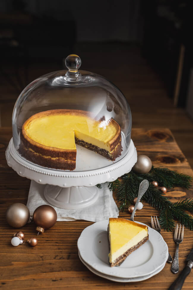 Eierlikör Käsekuchen mit Zimtstern-Boden glutenfrei Cheesecake perfekte Oberfläche Tipps Tricks einfach backen Weihnachten Adventszeit Sonntagskuchen