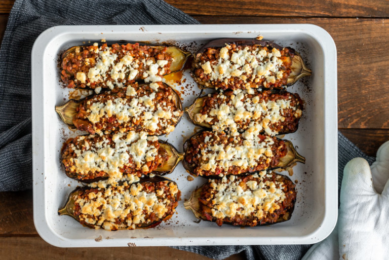 Gefüllte Auberginen mit Linsen und Feta - foodundco.de